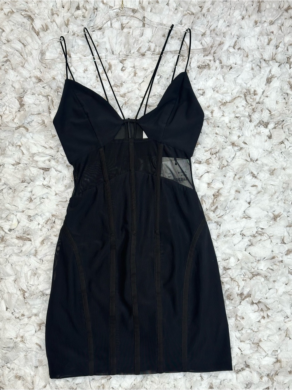 MISHA Darina Crepe Mesh Mini Dress Black Size US 2 NWT Retail $305
